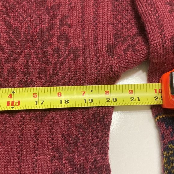 Vintage Past times 100% Wool Burgundy Cardigan Sweater Size XL - Picture 12 of 13